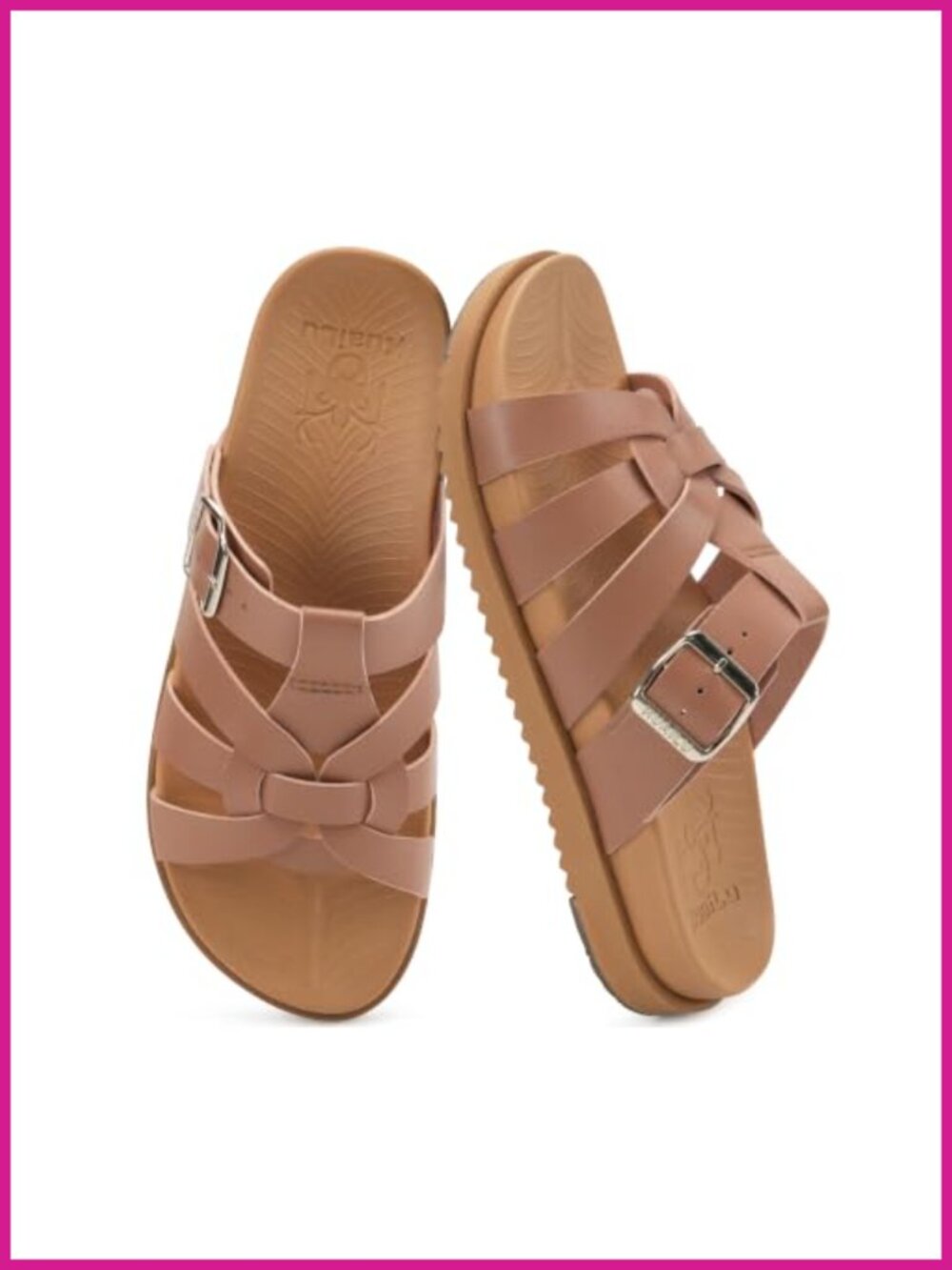Faux Leather Gladiator Sandals Comfort Arch Support Flat Slip On